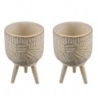 Macetero Cemento con patas madera
